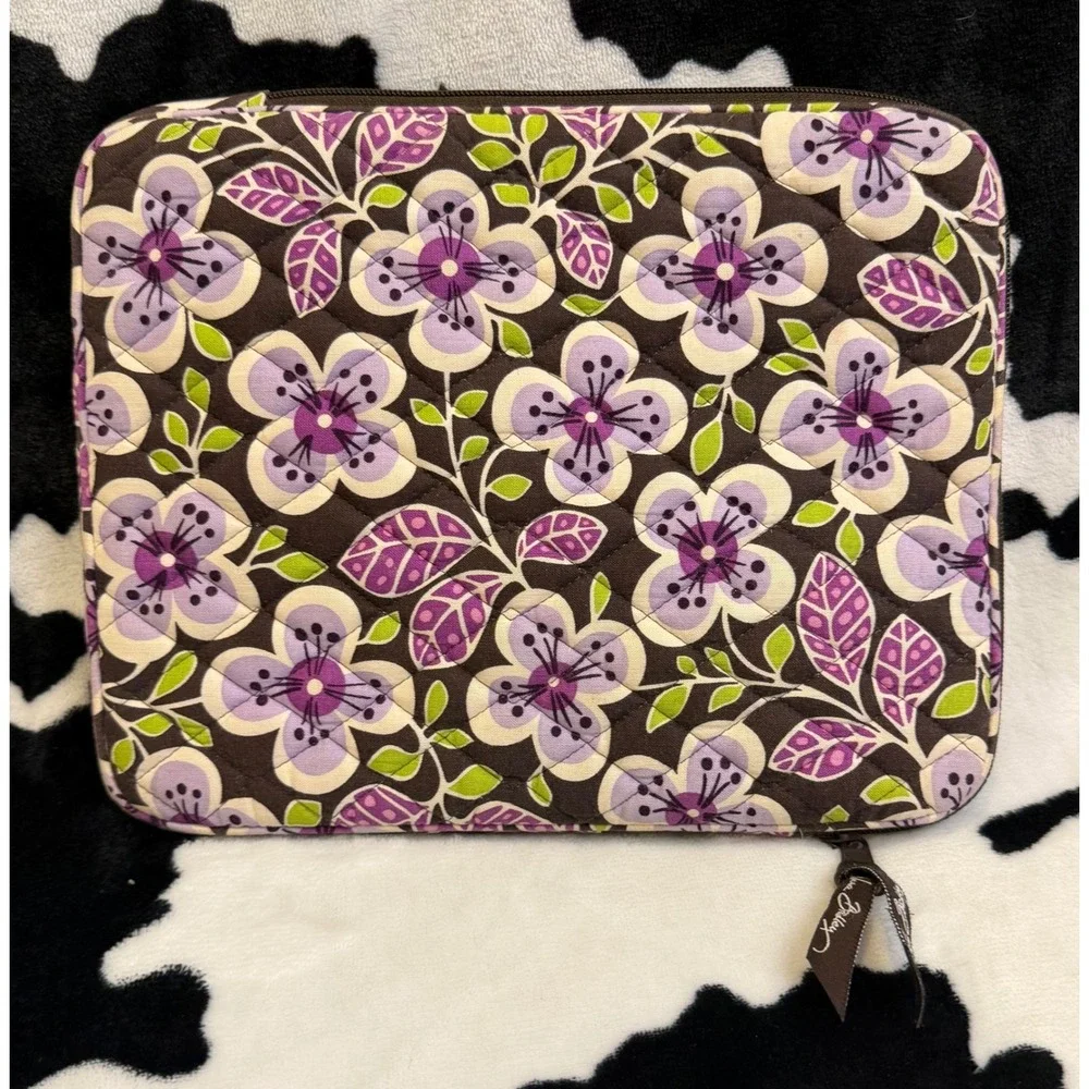 Vera Bradley Plum Crazy Quilted Laptop Tablet Sleeve Purple Floral Case 11x9